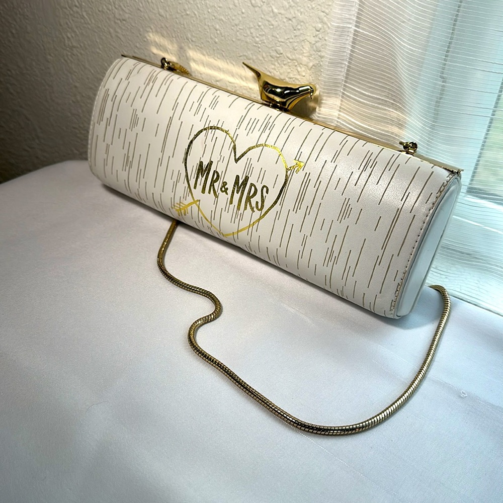 Kate Spade Wedding Belles Clutch/Shoulder Bag Mr & Mrs Purse - Picture 3 of 6